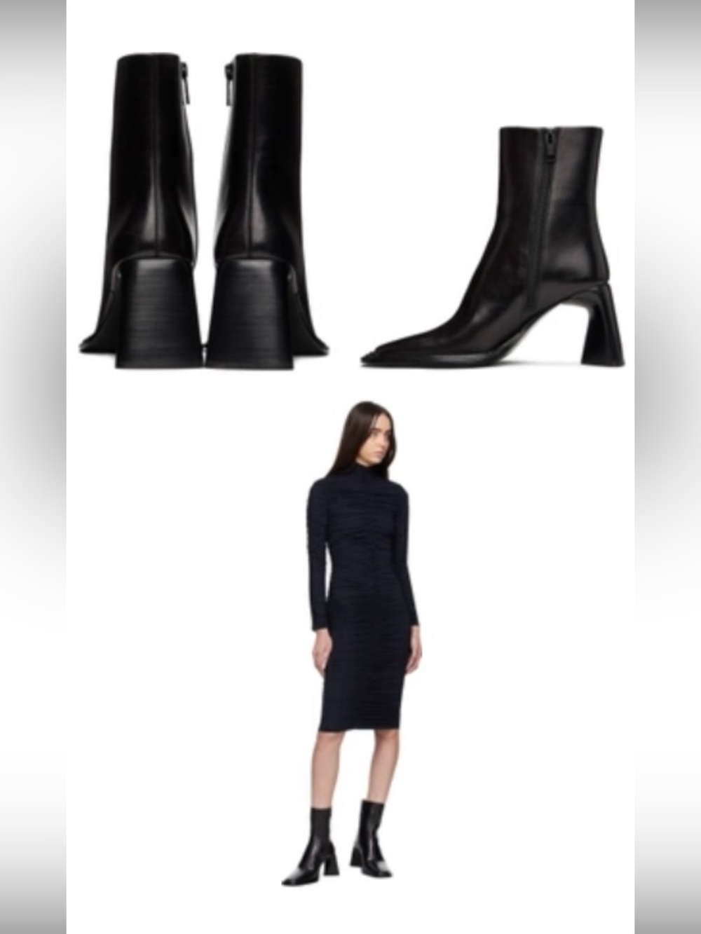 ALEXANDER WANG Women’sa Black Leather Ankle Boots - Sleek Zip Closure - Picture 17 of 17